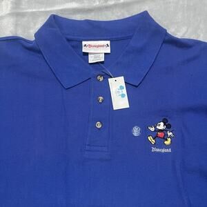 Disney Land Polo Shirt Mens XL Blue Mickey Mouse Short Sleeve Casual NWT